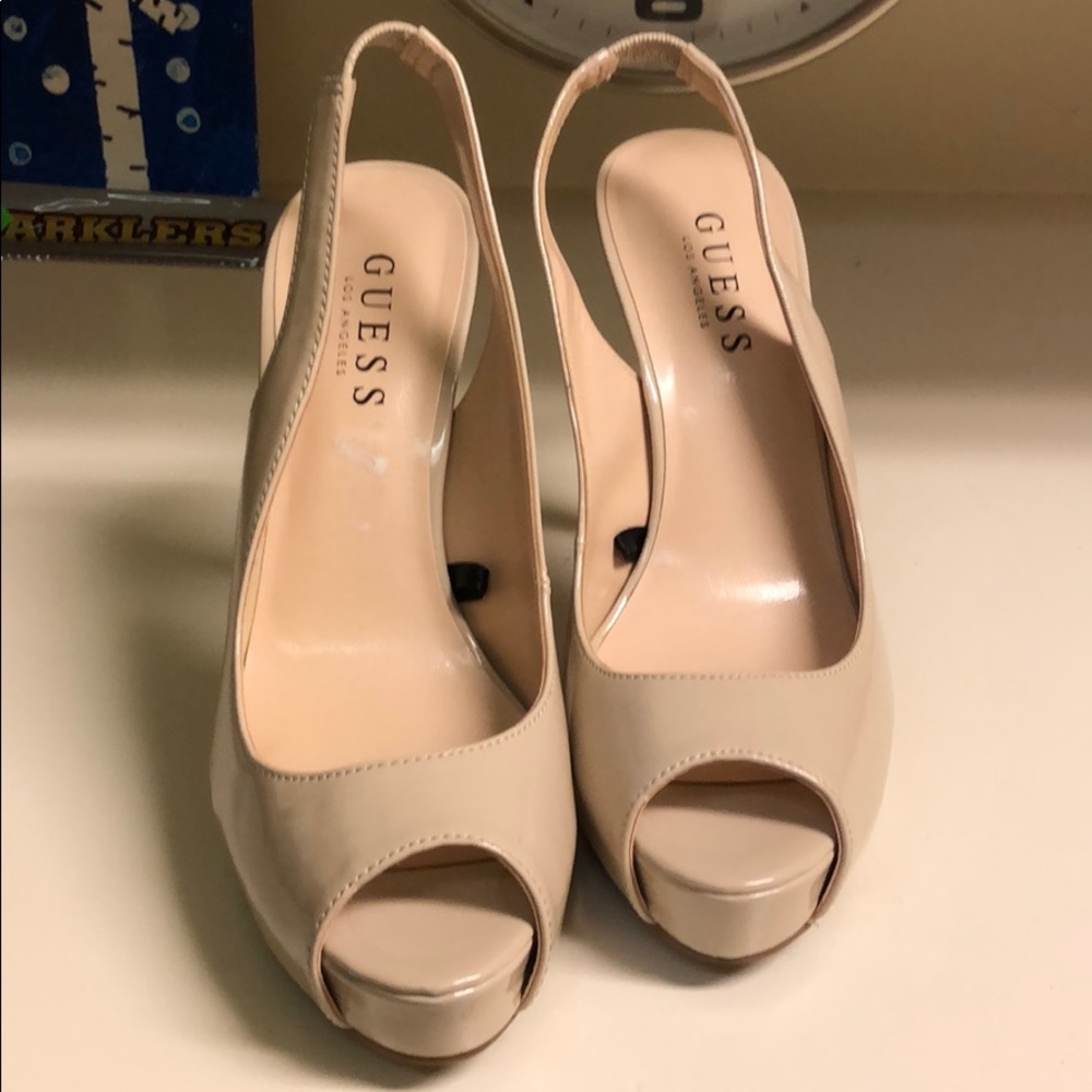Guess Nude peep toe heels
